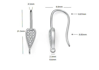 TrustDavis Real 925 Sterling Silver Fashion Dazzling CZ Opening Handmade Ear Hook Earring DIY Accessories Fine Jewelry HY365