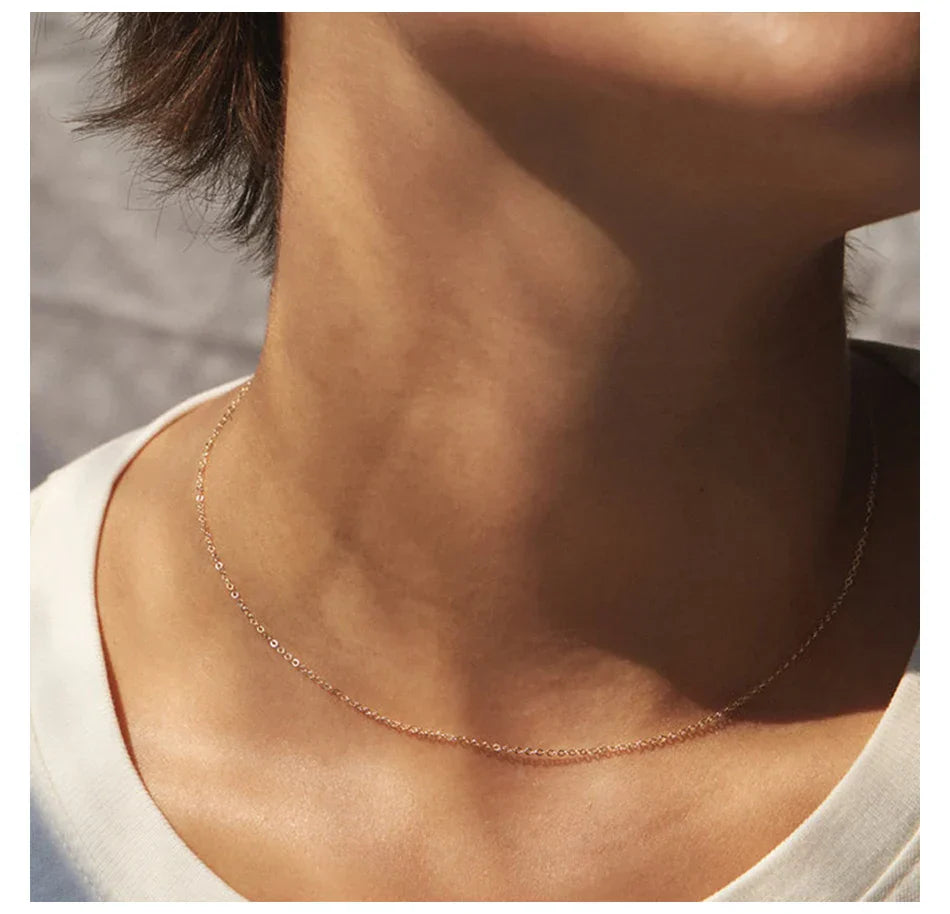 Fine Chain Necklace Stainless Steel Gold Color Pendants Short Long Statement Women  Colar Gift Stainless Steel Jewelry