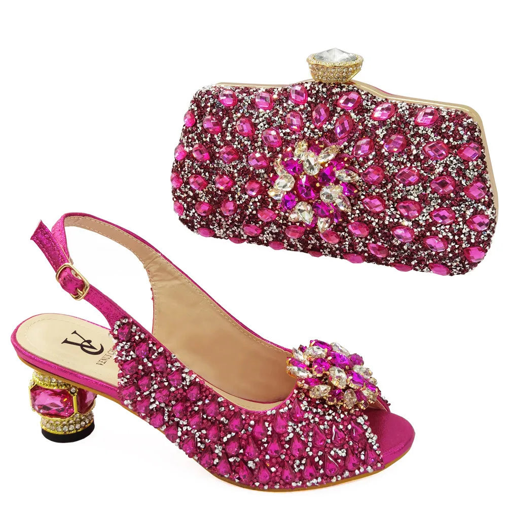 Silver Color Nigerian Women's Shoes and Bags Party  African Fashion Shoes and Bags Wedding Shoes and Bags
