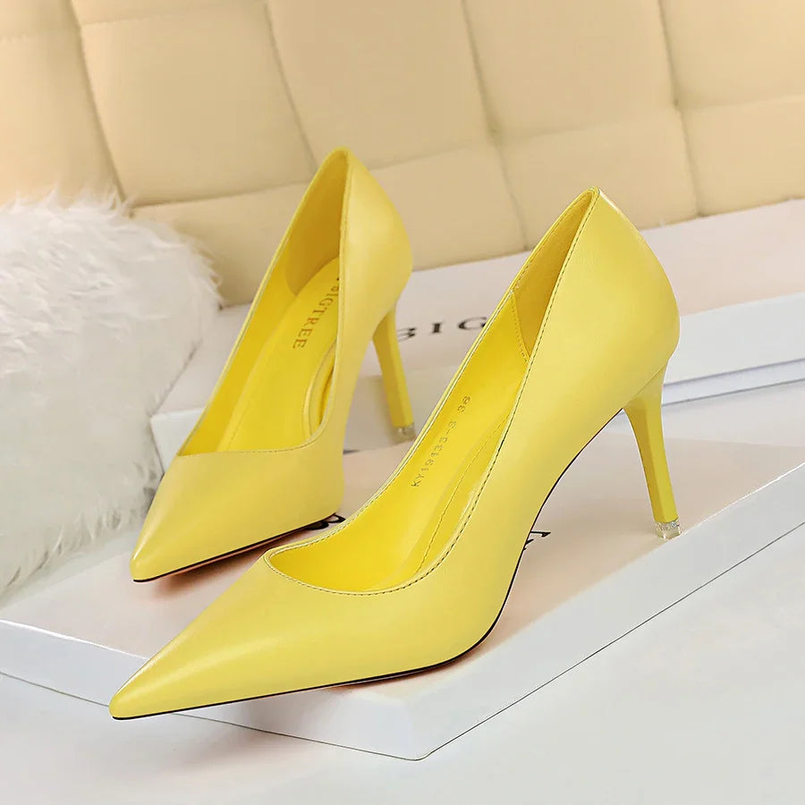2023 Women 7.5cm 10.5cm High Heels Pumps Lady Wedding Bridal Scarpins Stripper Low Heels Plus Size Fetish Party Blue Pink Shoes