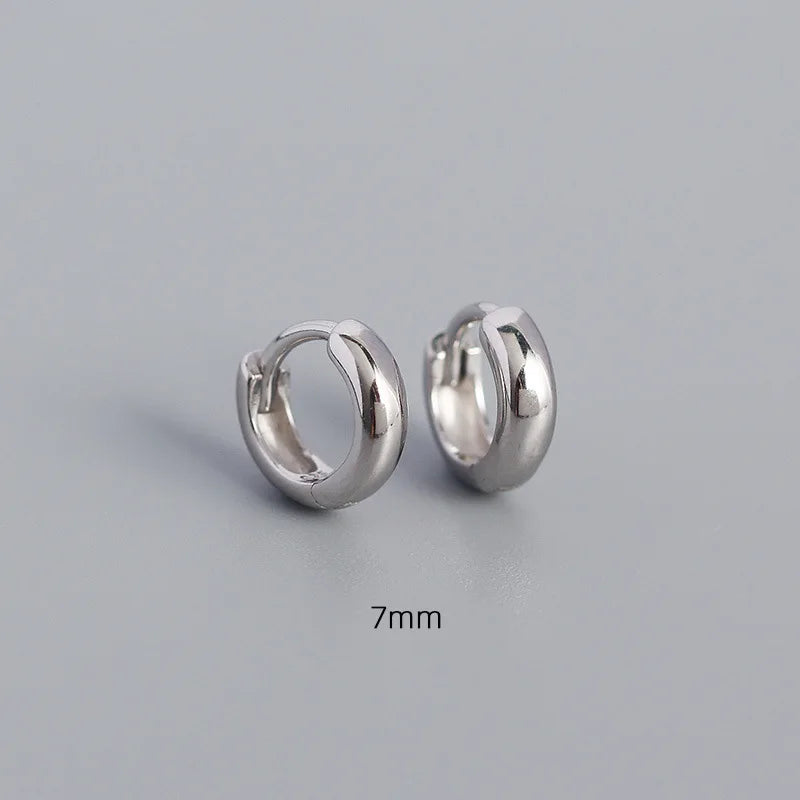 925 Sterling Silver Minimalism Punk Rock Wide Hoop Earrings for Women Men Fashion Gothic Bohe Huggie Ear Buckle Jewelry