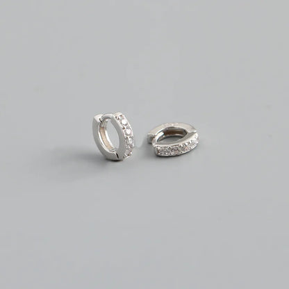 Real 925 Sterling Silver Gothic Simple White Zircon Hoop Earrings for Women Men Charms Unique Party Couple Jewelry 2021