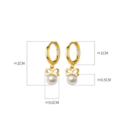 925 Sterling Silver Cute Butterfly Synthetic Pearl Pendant Drop Earrings Fashion Charm Gold Plated Huggies Jewelry Women