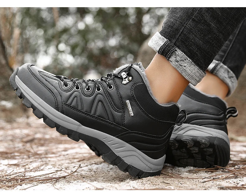 Brand Winter Men's Boots Warm Men's Snow Boots High Quality Leather Waterproof Men Sneakers Outdoor Men Hiking Boots Work Shoes