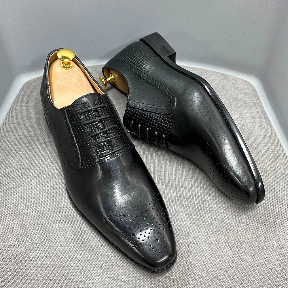 Size 6 To 13 Mens Oxford Dress Shoes Genuine Leather Handmade Green Lace-Up Brogue Classic Party Wedding Formal Shoes for Men