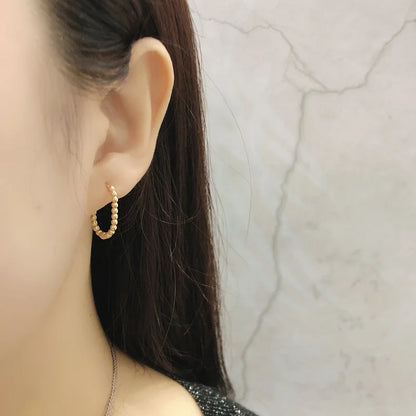 925 Sterling Silver Punk Simple Pirecing Geometry Hollow Beads Stud Earrings for Women Girl Chic Birthday Goth Jewelry