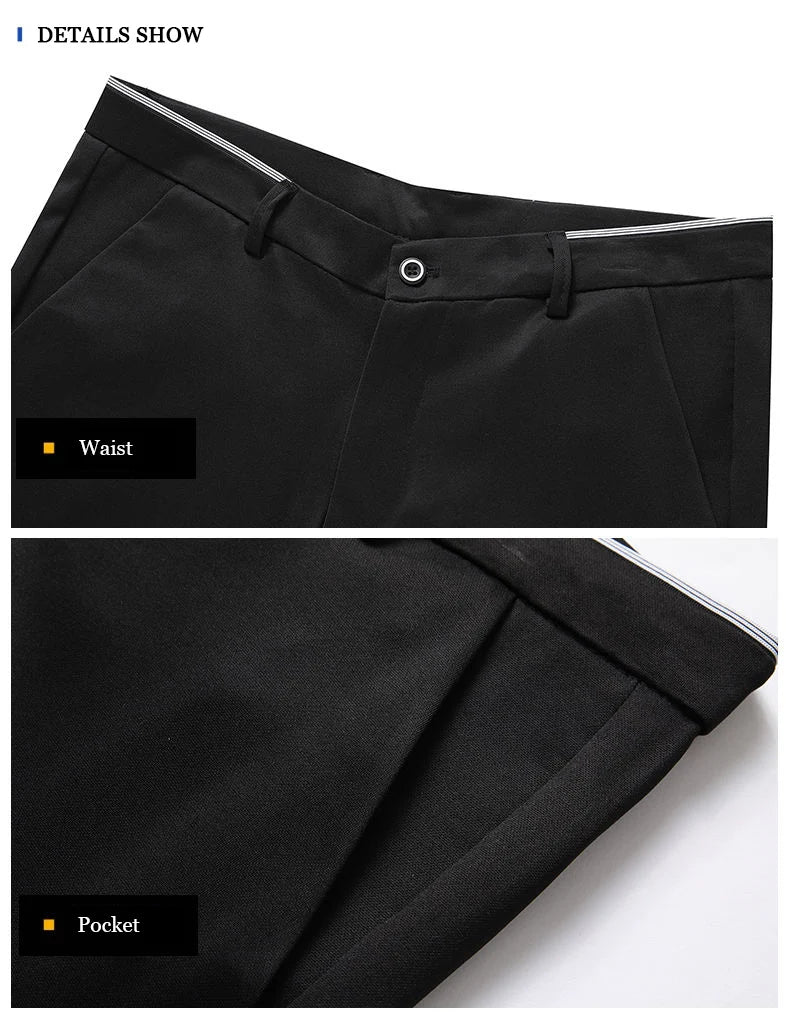 Men's Summer Fashion Business Casual Long Pants Suit Pants Male Elastic Straight Formal Brand Trousers Plus Big Size 28-40