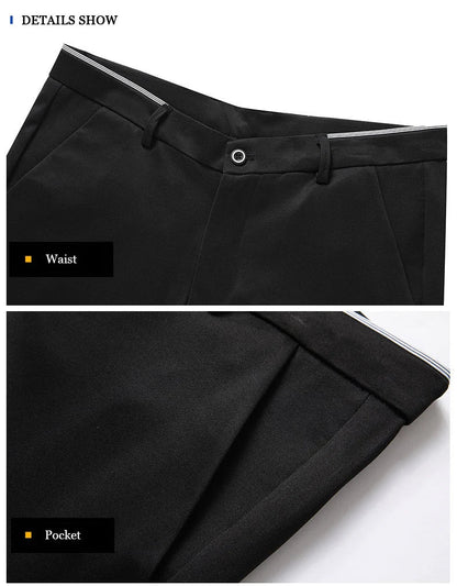 Men's Summer Fashion Business Casual Long Pants Suit Pants Male Elastic Straight Formal Brand Trousers Plus Big Size 28-40