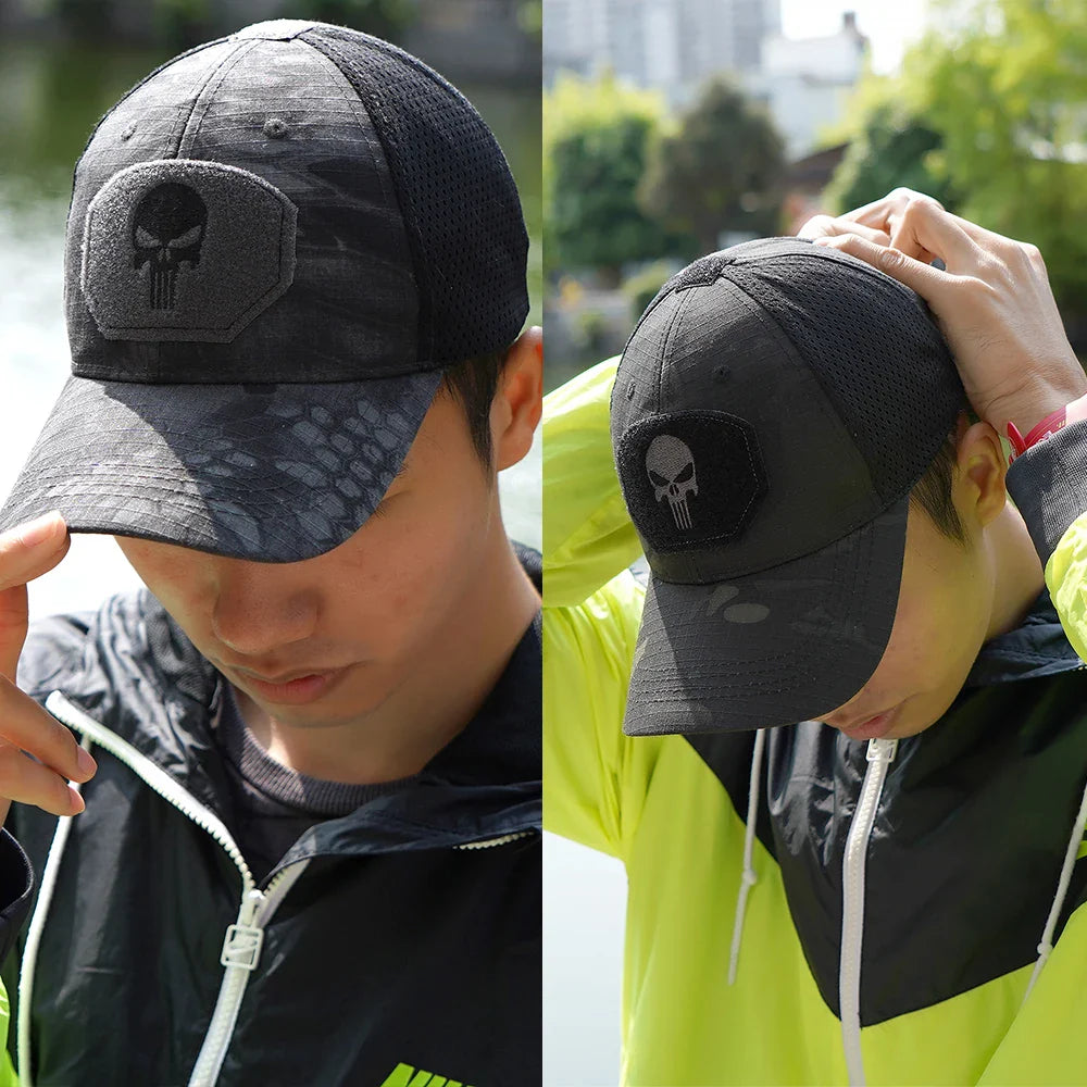 Outdoor Camouflage Adjustable Cap Mesh Tactical Skull Cap Army Airsoft Fishing