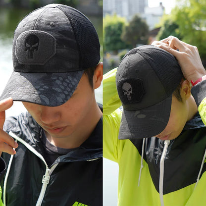 Outdoor Camouflage Adjustable Cap Mesh Tactical Skull Cap Army Airsoft Fishing