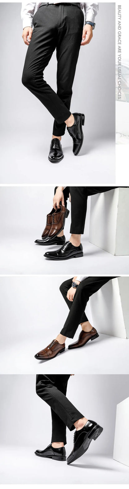 2023 High Quality Handmade Oxford Dress Shoes Men Genuine Cow Leather Suit Shoes Footwear Wedding Formal Italian Shoes Hot