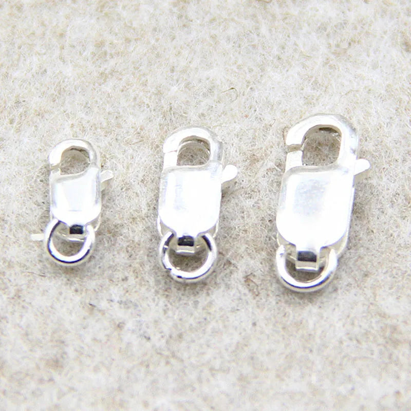 2pcs Genuine Real Solid 925 Sterling Silver Spring Lobster Clasps Hooks Claw Jewelry Making Findings Close Sealed Ring Buckle