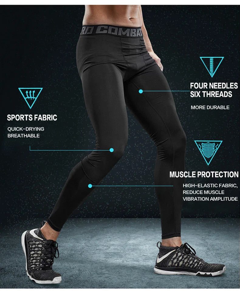 Men's Compression Pants Cycling Running Basketball Soccer Elasticity Sweatpants Fitness Tights Legging Trousers Rash Guard Gym