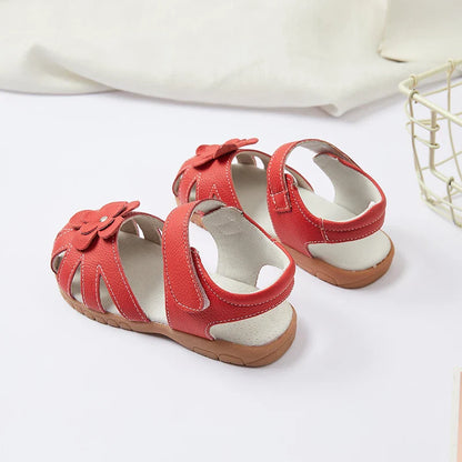 Hot selling little girl flower Sandals kids closed toe princess shoes for summer 3-7years older