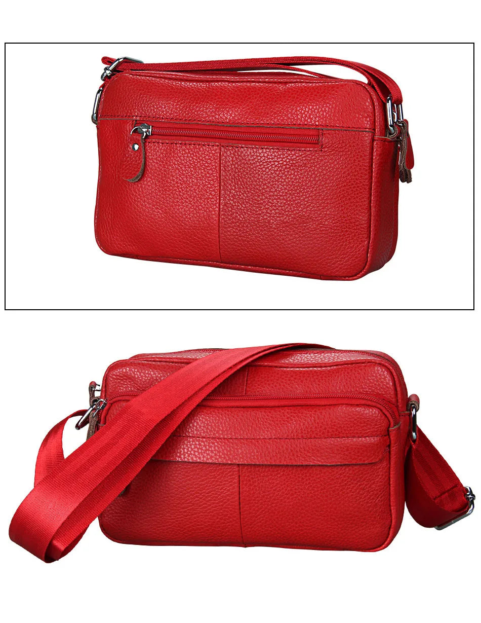 Genuine Cow Leather Casual Women Handbags Korean Single Zipper Solid Messenger Bags Soft Phone Pocket Crossbody Female Box Bag