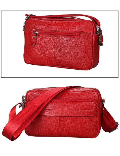 Genuine Cow Leather Casual Women Handbags Korean Single Zipper Solid Messenger Bags Soft Phone Pocket Crossbody Female Box Bag