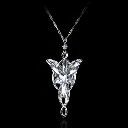Lord Rings Arwen Evenstar Necklace The Elves Princess Fashion Crystal Cubic Zirconia Stone Pendant For Women Wedding Gifts