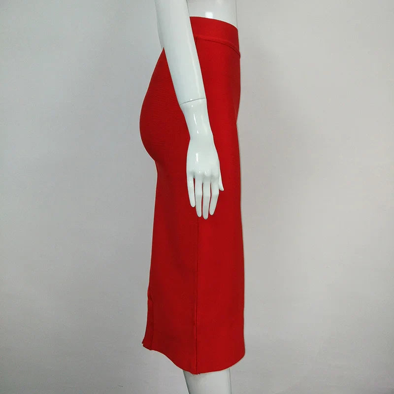 Women Candy Color Sexy Neon Green Brown Orange Yellow Knee Length Bandage Pencil Skirt 2020 Designer Skirt Faldas 78cm