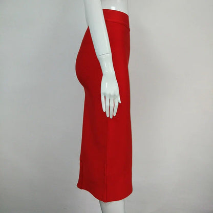 Women Candy Color Sexy Neon Green Brown Orange Yellow Knee Length Bandage Pencil Skirt 2020 Designer Skirt Faldas 78cm