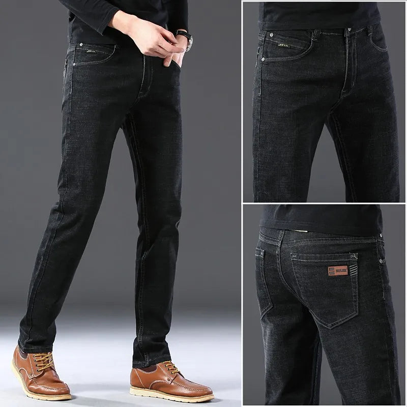 Brand  Casual Cotton Washed Clothing Jeans Masculino Jean Homme Pants Large Size Jeans Men Stretch Slim Denim Long