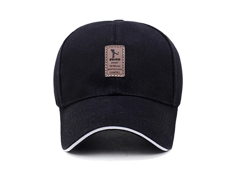 Men Structured Baseball Cap Solid Cotton Snapback Spring Autumn Women Label Stick