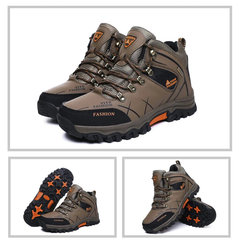 Men Winter Snow Boots Waterproof Leather Sneakers Super  Warm Men's Boots Outdoor Male Hiking Boots Work Shoes Size 39-47