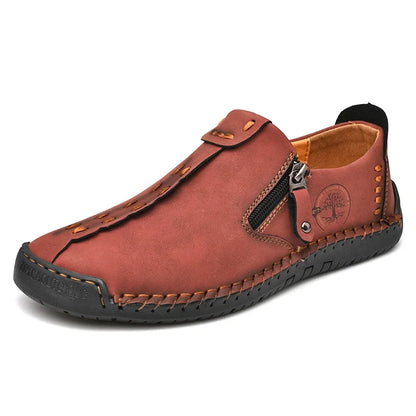 Handmade Leather Men Shoes Casual Slip On Loafers Breathable Leather Shoes Men FlatsTooling Shoes Plus Size