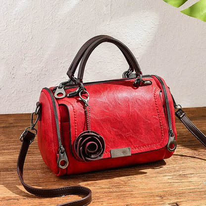 flowers Pendant Handbag Women's fashion Boston bags single shoulder bag ladies crossbody bag PU messenger bag