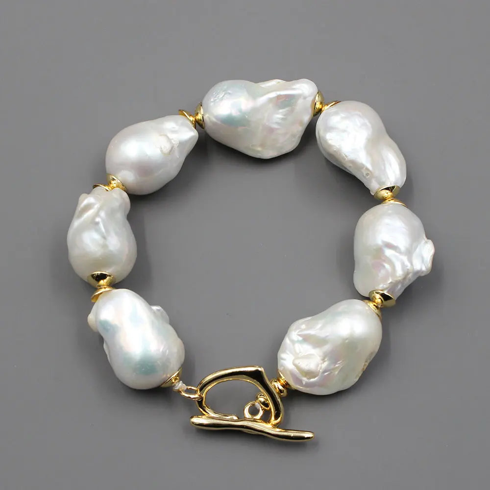 GG Natural Freshwater Cultured White Keshi Baroque Pearl Necklace Bracelet Earrings Sets For Women Lady Fashion