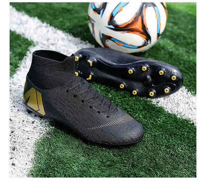 New Futstal FG/TF Orange Soccer Boots For Men High Top Men Soccer Cleats Football Trainers Men Sport Shoes zapatillas de futbol