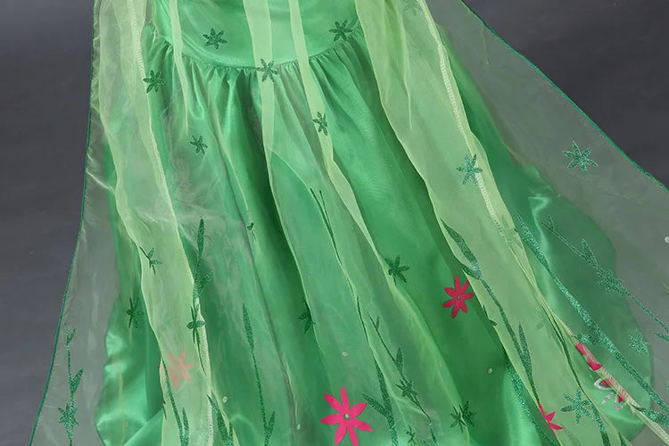 Princess Party Green Dress Girl Elsa Disfraz Costume Birthday Dress Kids 3 4 5 6 7 8 9 10 Years