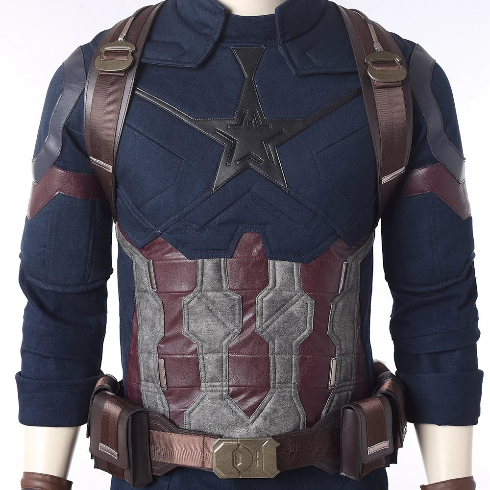 Movie Infinity War Superhero Captain Steve Rogers Cosplay Costume Men Outfit for Adult Men Halloween Uniforms Free Custom Made