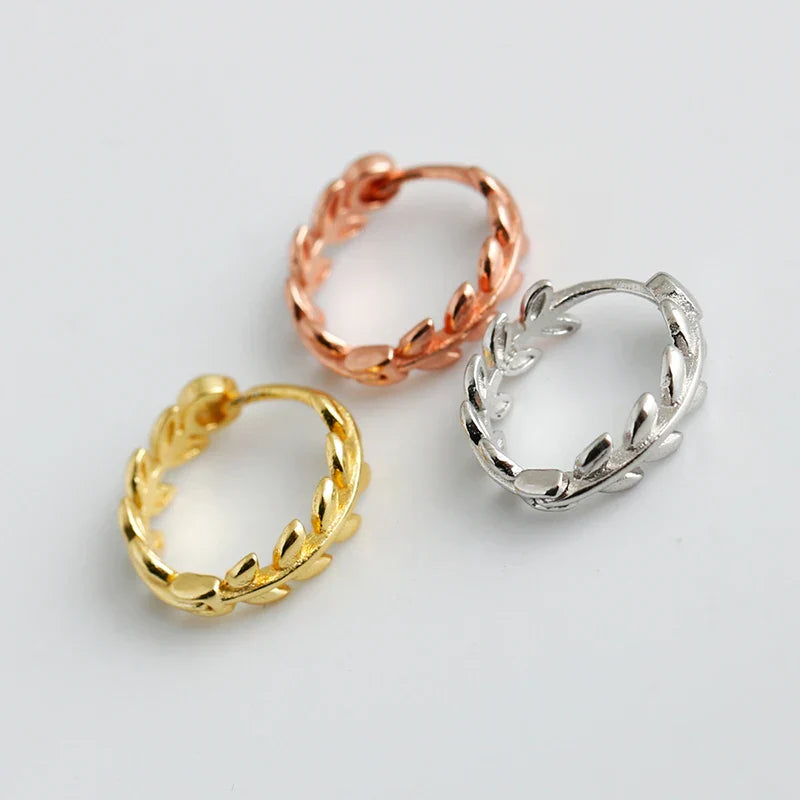 925 Sterling Silver Minimalist 18k Gold Plated Leaf Stud Earrings for Women Charm Teen Party Jewelry Ear Buckle Female