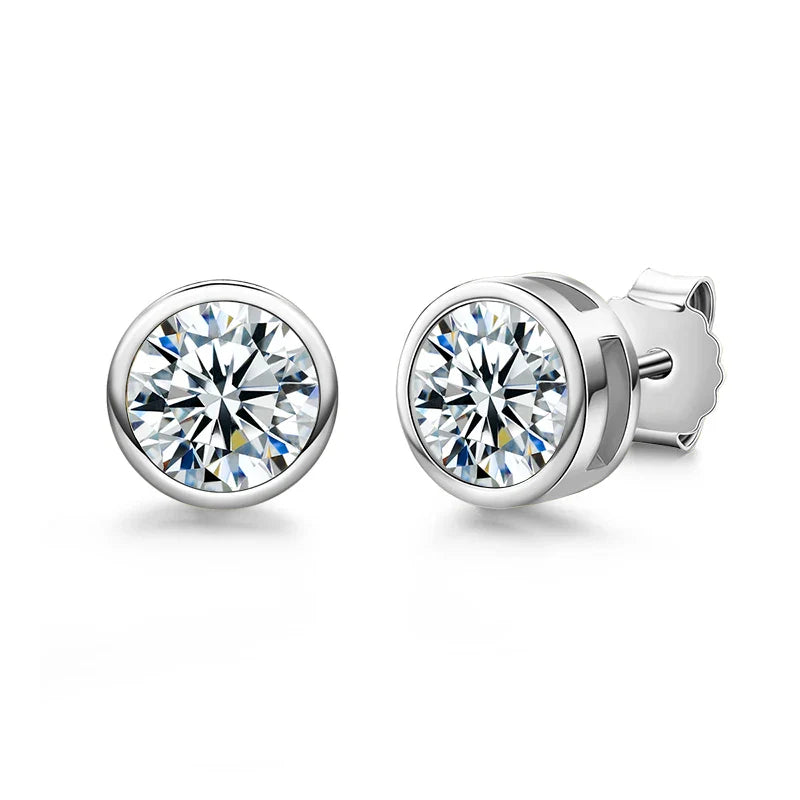 1ct 2ct Total D Color Round Moissanite 18K Gold Plated Stud Earrings Stud Earrings  For Woman
