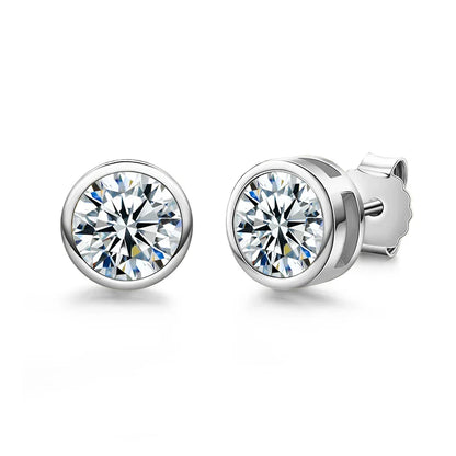 1ct 2ct Total D Color Round Moissanite 18K Gold Plated Stud Earrings Stud Earrings  For Woman
