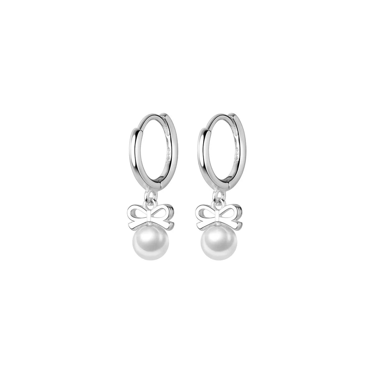 925 Sterling Silver Cute Butterfly Synthetic Pearl Pendant Drop Earrings Fashion Charm Gold Plated Huggies Jewelry Women