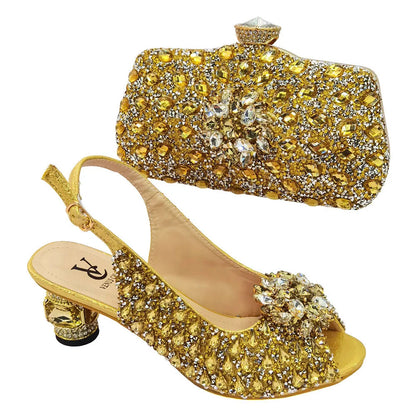 Silver Color Nigerian Women's Shoes and Bags Party  African Fashion Shoes and Bags Wedding Shoes and Bags