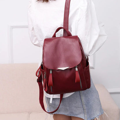 Luxury Backpack For Women Soft PU Leather Backpack Travel Large Capacity School Bag Double Zipper Business Knapsack