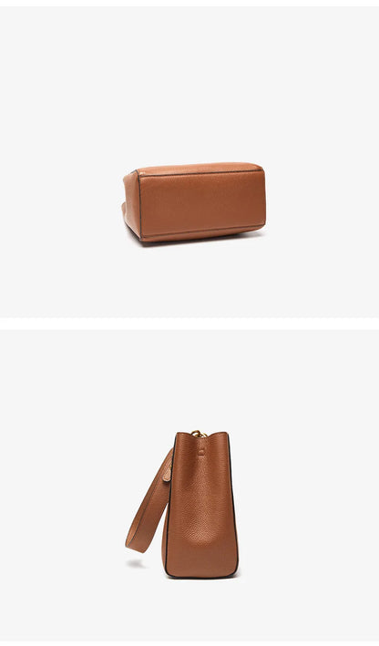 Genuine Leather Casual Shopper Shoulder Bag Commuter Large Bucket Handbag Simple High Quality Women Tote Underarm Bags