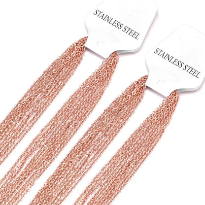 10Pcs/Lot Stainless Steel Chains 2mm/1mm O Shape Rolo Link Cuban Long Necklace For Women Pendant DIY Jewelry Wholesale