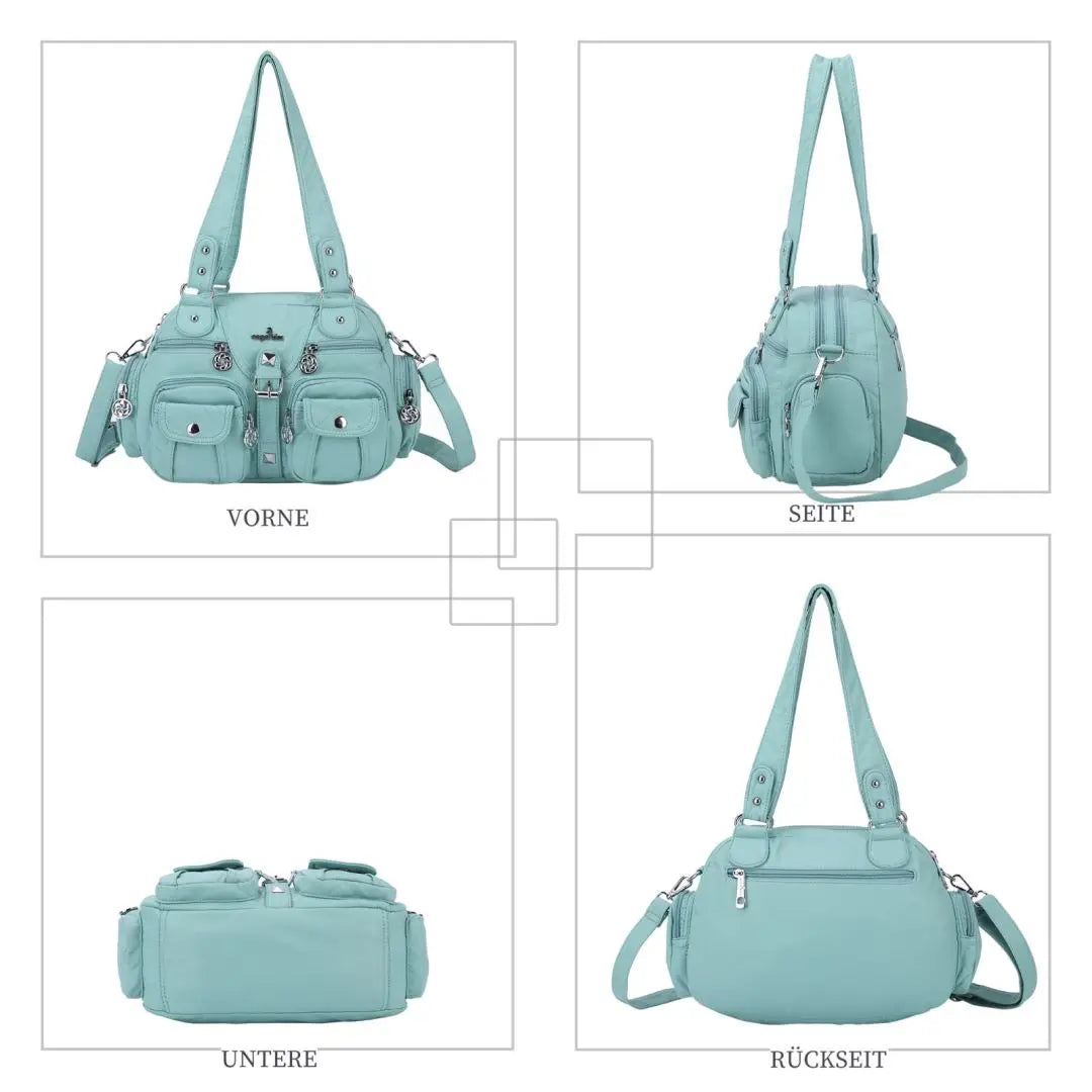 Women Small Handbags Satchel Top-handle Handbag PU Shoulder Bag 8”x11” Dumpling Pack Multi-pockets Shoulder Bag