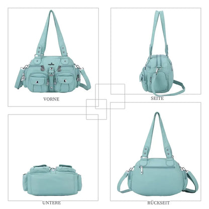Women Small Handbags Satchel Top-handle Handbag PU Shoulder Bag 8”x11” Dumpling Pack Multi-pockets Shoulder Bag