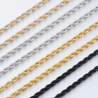 Width 2/3/4/5/6mm 316L Stainless Steel Gold Color Twisted Rope Chain Necklace For Men's and Women's Jewelry wholesale
