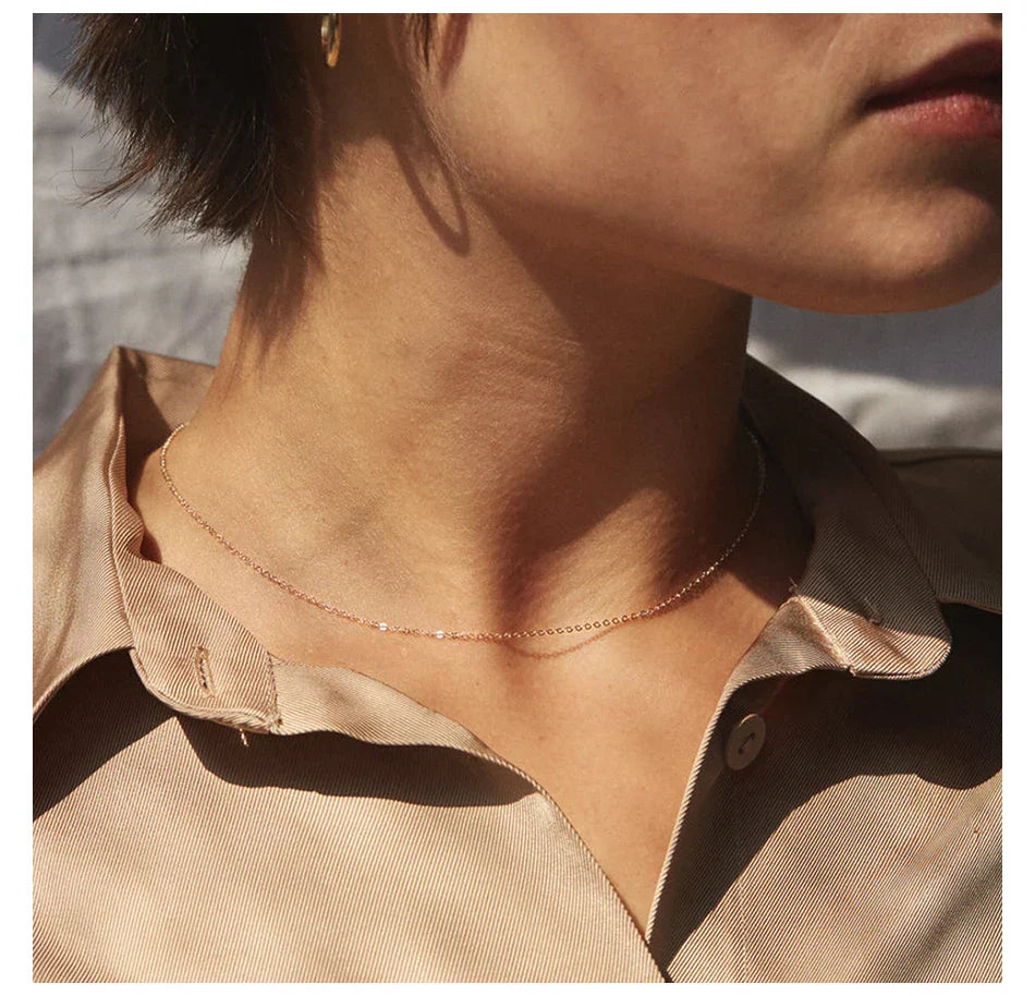 Fine Chain Necklace Stainless Steel Gold Color Pendants Short Long Statement Women  Colar Gift Stainless Steel Jewelry