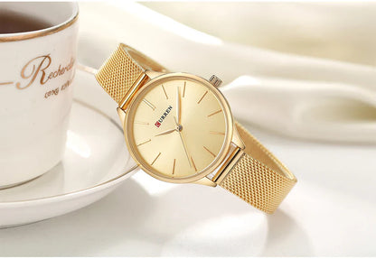 Original Women's Luxury Watch Matte Dial Japanese Quartz Movement Stainless Steel Mesh Strap with Box