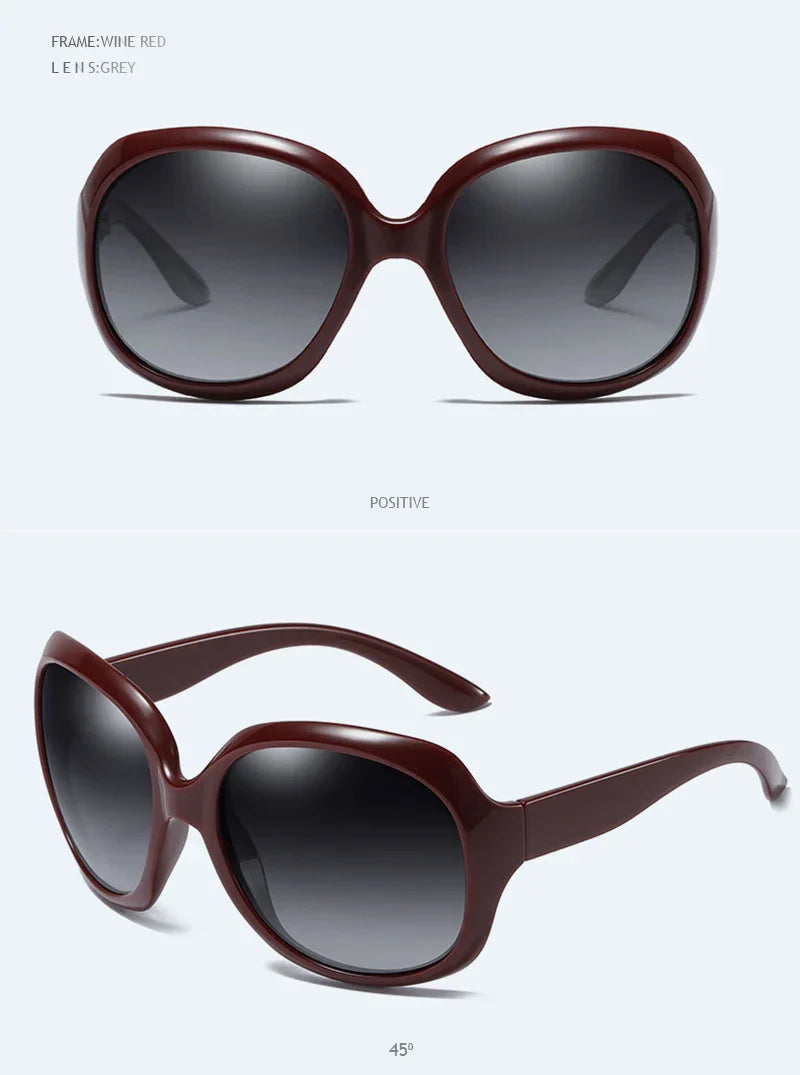 Design Elegant Polarized Oversized Round Sunglasses Women Simple Fashion Big Plastic Ladies Sun Glasses UV400