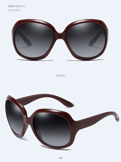 Design Elegant Polarized Oversized Round Sunglasses Women Simple Fashion Big Plastic Ladies Sun Glasses UV400