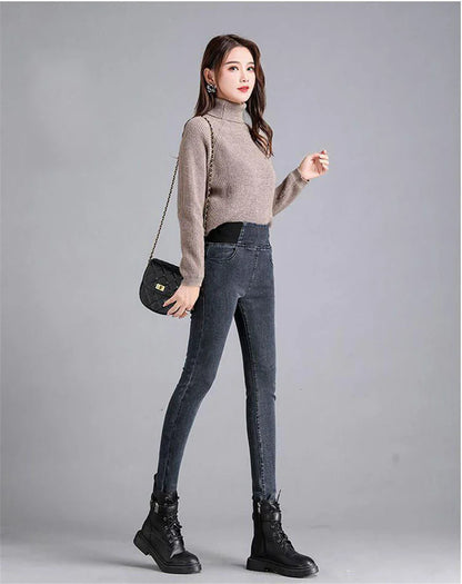 High Waist Pencil Jeans Women Classic Skinny Casual Denim Pants