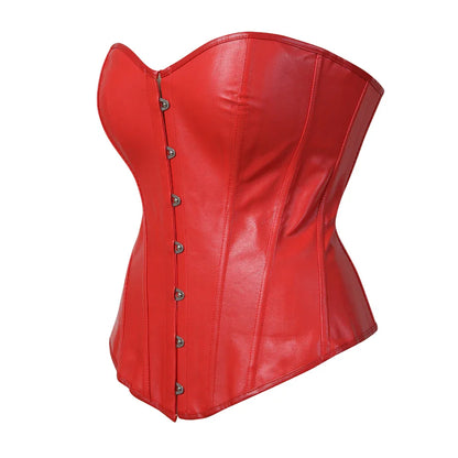 Faux Leather Corset Sexy Clubwear Bustier Hot Lingerie  Zipper Costume Lace up  Waist Cincher Top Plus Size