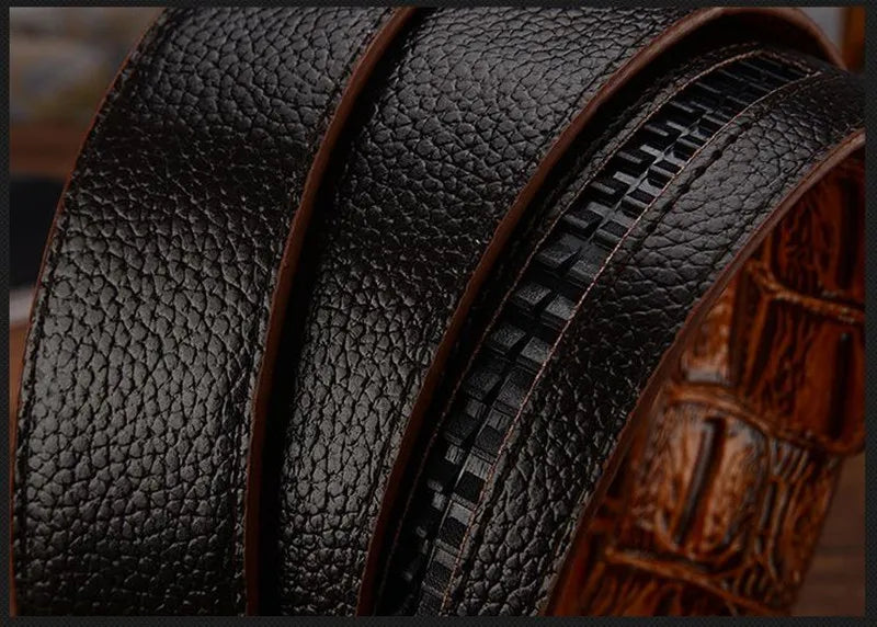 Designer Men High Quality Genuine Leather Belts Silver Gold Buckle Cowhide Ceinture Men Crocodile Belt Luxury Cinturones Hombre